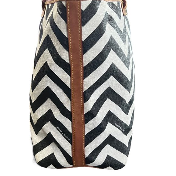 Dooney & Bourke Chevron Tote Bag Black White - Picture 4 of 14